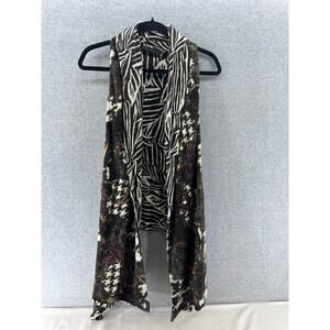 Atmosphere Women's sz L Reversible Drape Vest Boho Houndstooth Zebra Paisley
